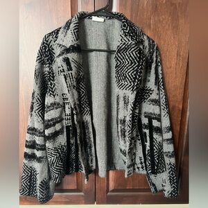 ELTON Black & Gray Textured Jacket Size 42 Modern Graphic Pattern